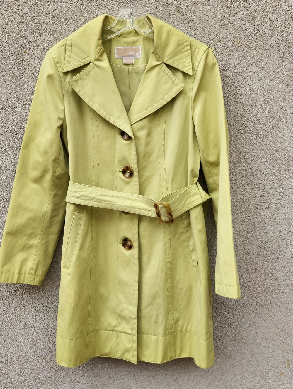 MICHAEL KORS Women's Raincoat Extra Small Green Spring Jacket Lined - Picture 1 of 7